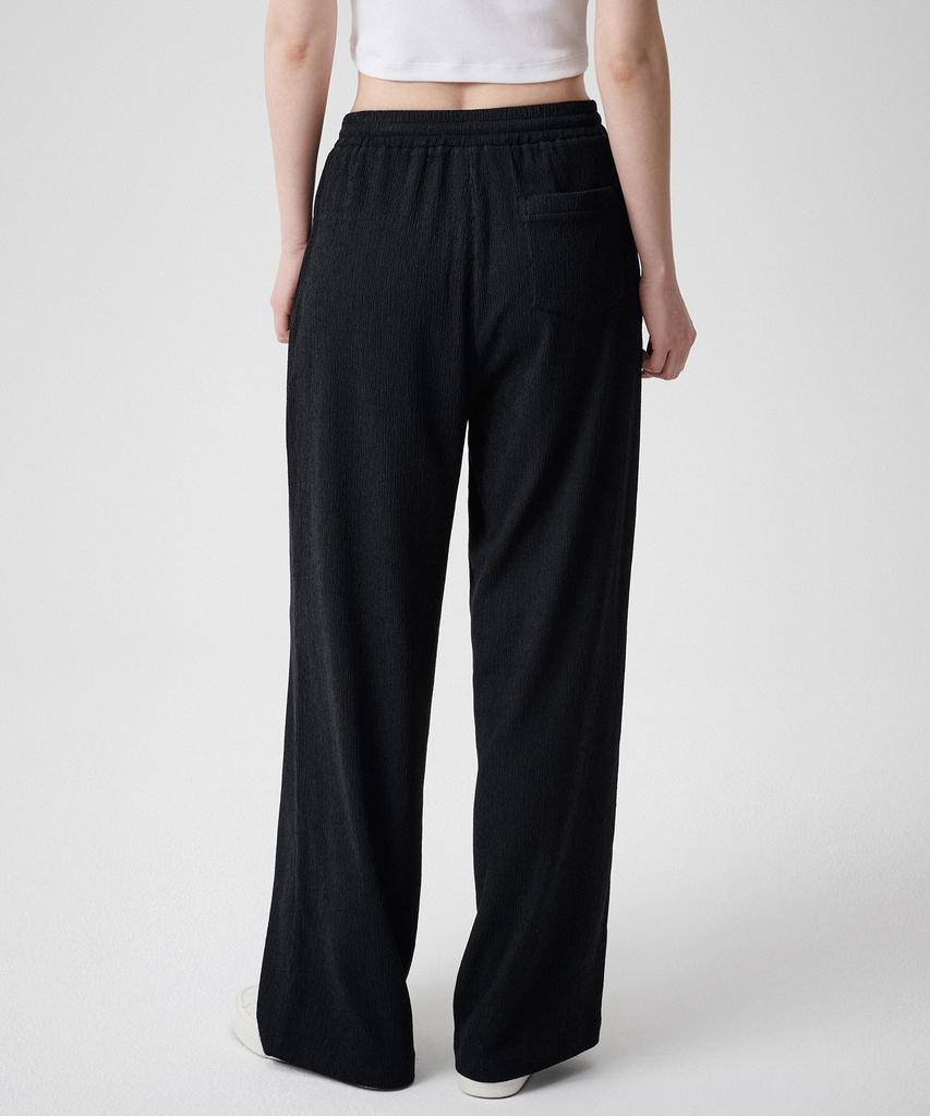 MUSINSA STANDARD WOMAN Women'S Crinkle Wide Lounge Pants [Black]