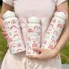 Cute Bow Pattern Insulated Bottle Stainless Steel Cartoon Straw Cup 1000ML High-Capacity Vacuum Cup