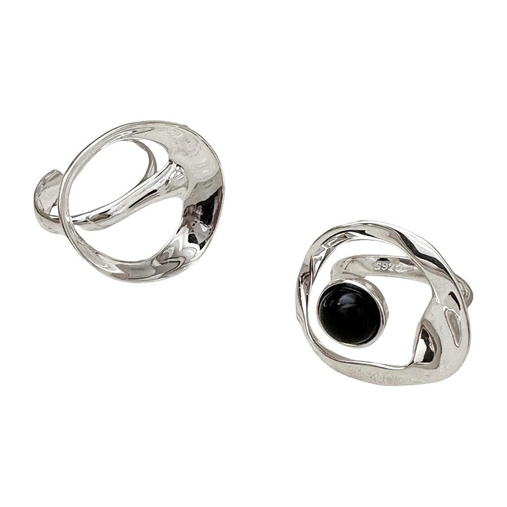 Stackable Vintage Black Onyx Jewelry Ring Irregular Shape Customizable Fit Finger Ring For Women Girls