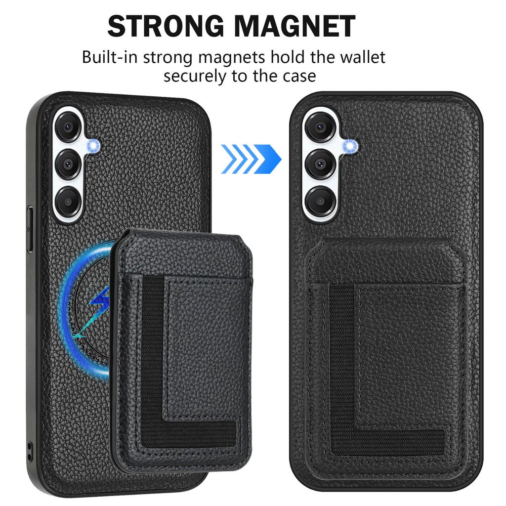 For Samsung Galaxy A54 5G Magnetic Case TPU + PU Leather Phone Back Cover with Detachable Card Holder