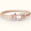 Fred Hufeisen Diamantbesetzt 18 Karat Gold & Edelstahl Armband - Luxuriöser Partner-Stil für Damen und Herren, Große Größe.