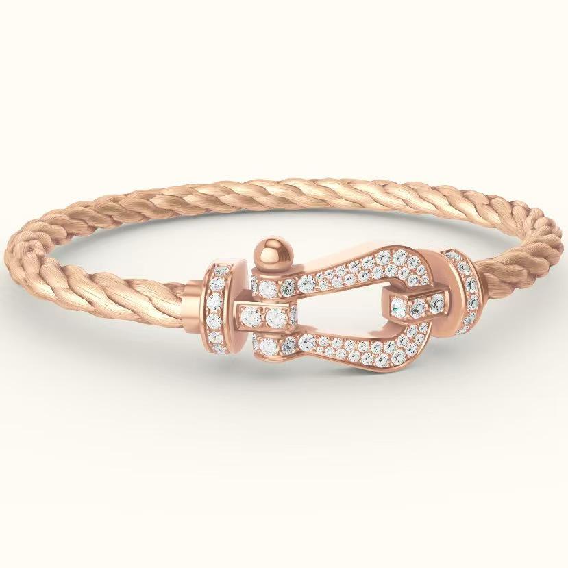 Fred Hufeisen Diamantbesetzt 18 Karat Gold & Edelstahl Armband - Luxuriöser Partner-Stil für Damen und Herren, Große Größe.