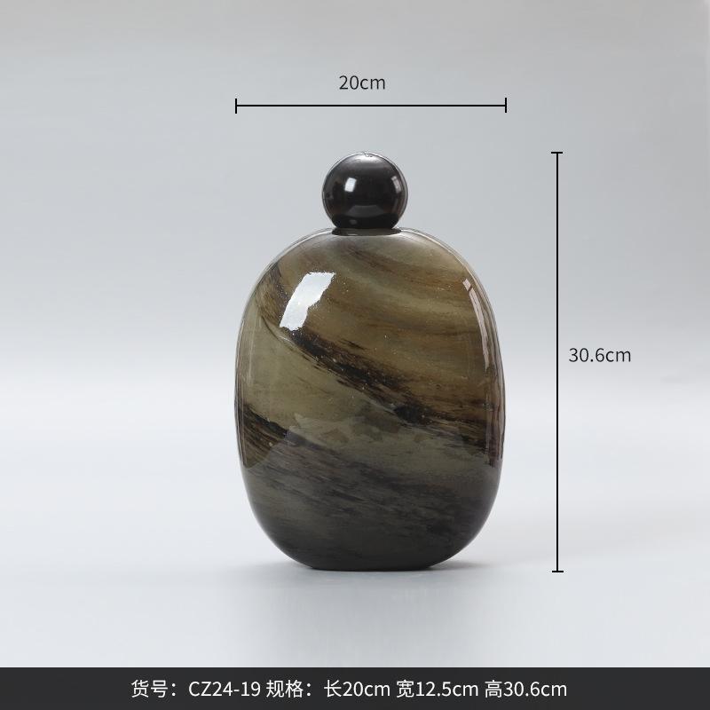 Glass Vase Oval Pebble Ball Cap Marbling Geometric Ware Terrarium Floral Arrangement Accessories Flower Vase Home Decoration