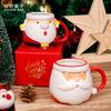 Latest Popular Santa Claus Cup Ceramic Cup Gift Box with Cartoon 3D Hand Drawn Gift Creative Mug Christmas Holiday Gift
