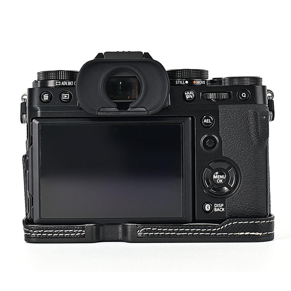 XT5 Palm Print PU Leather Camera Half Case for Fujifilm XT5 Fuji X-T5 Bottom Opening Cover With Strap