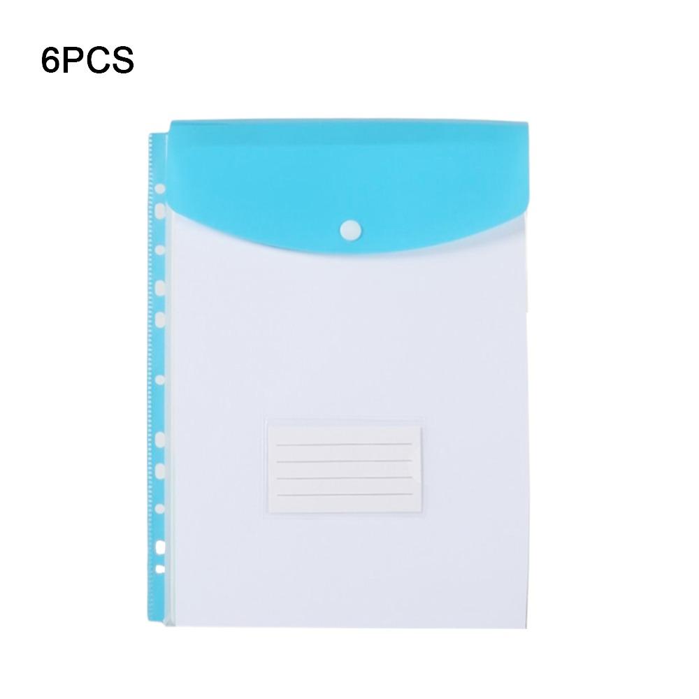 6 Pcs New PP Binder Folders Clear Envelopes Punched Pockets 11 Holes A4 Label Loose-Leaf File Management