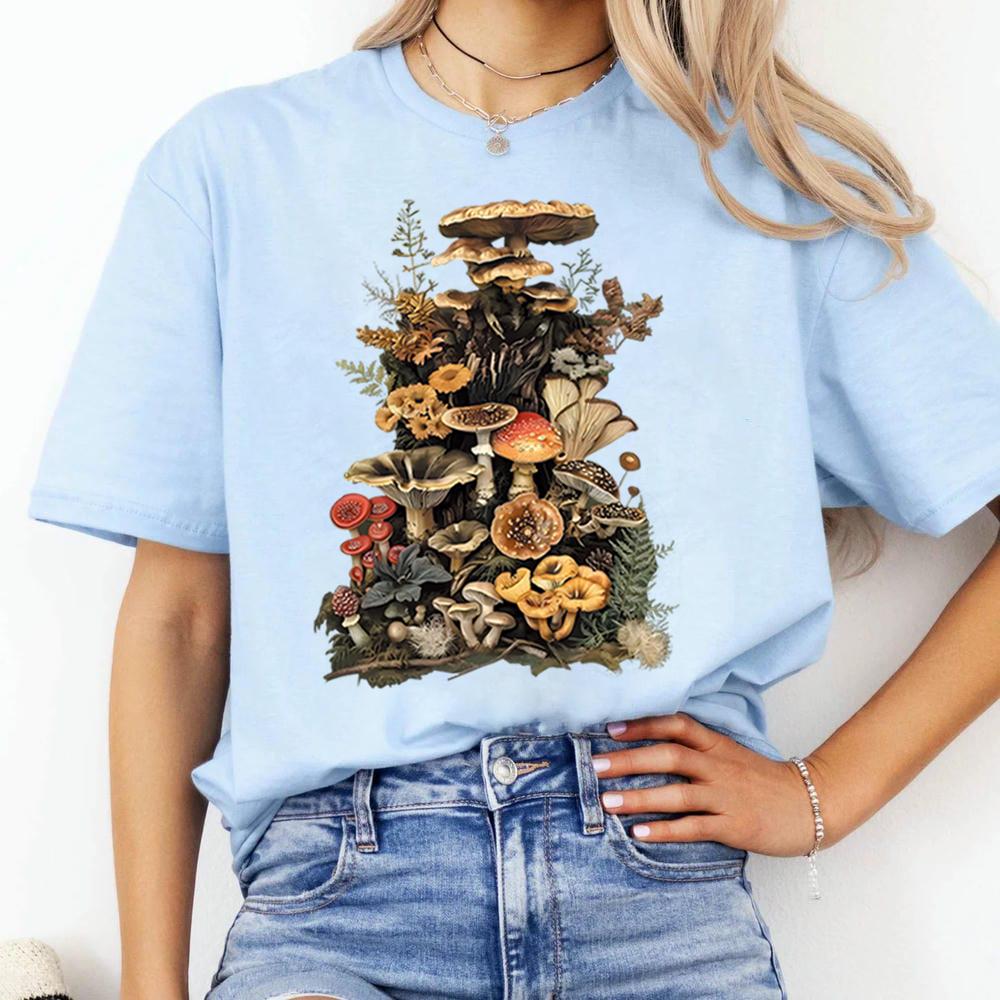 Goblincore Mushroom Comfort Shirts Nature Lover Plant Lover Dark Cottagecore Aesthetic Shirt Casual Daily Y2K Top Streetwear