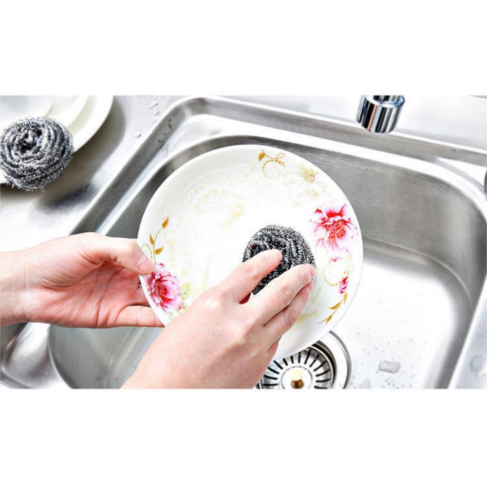 10 Stainless Steel Kitchen Cleaning Wire Balls Household Dishwashing Decontamination Brush Pot Ball Supplies