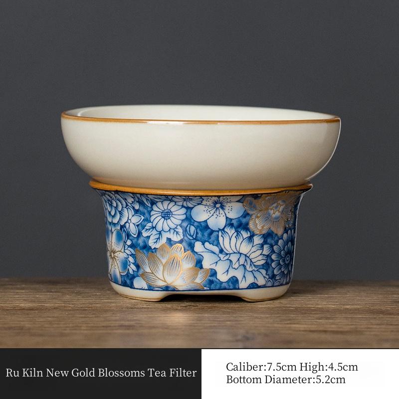 

Ru Kiln New Gold Blossoms Tea Filter Group Tea Leakage Ceramic High-end Tea Water Separators Filter Kungfu Tea Set Accessories