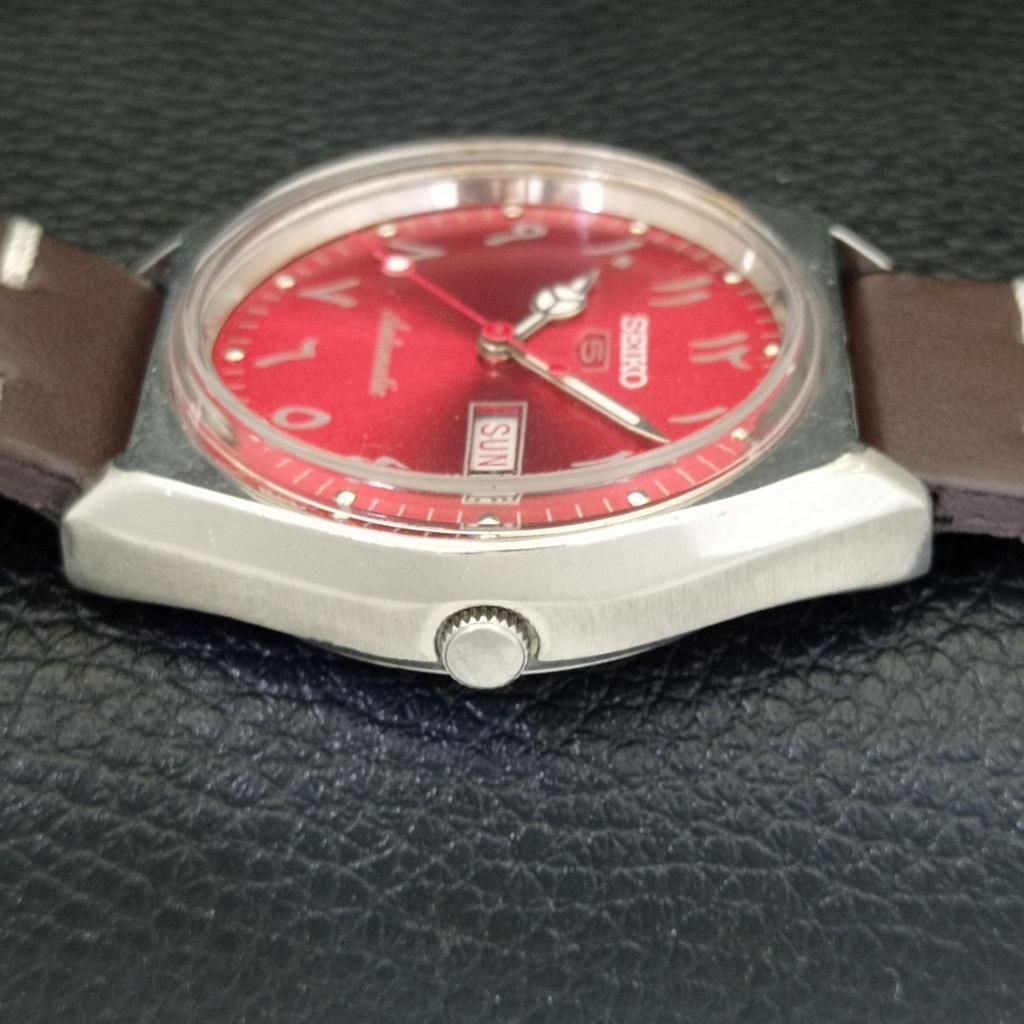 JAPAN 6309A VINTAGE SEIKO 5 AUTOMATIC MENS ARABIC RED COLOR DIAL WATCH A701369-5 R206a-a701369