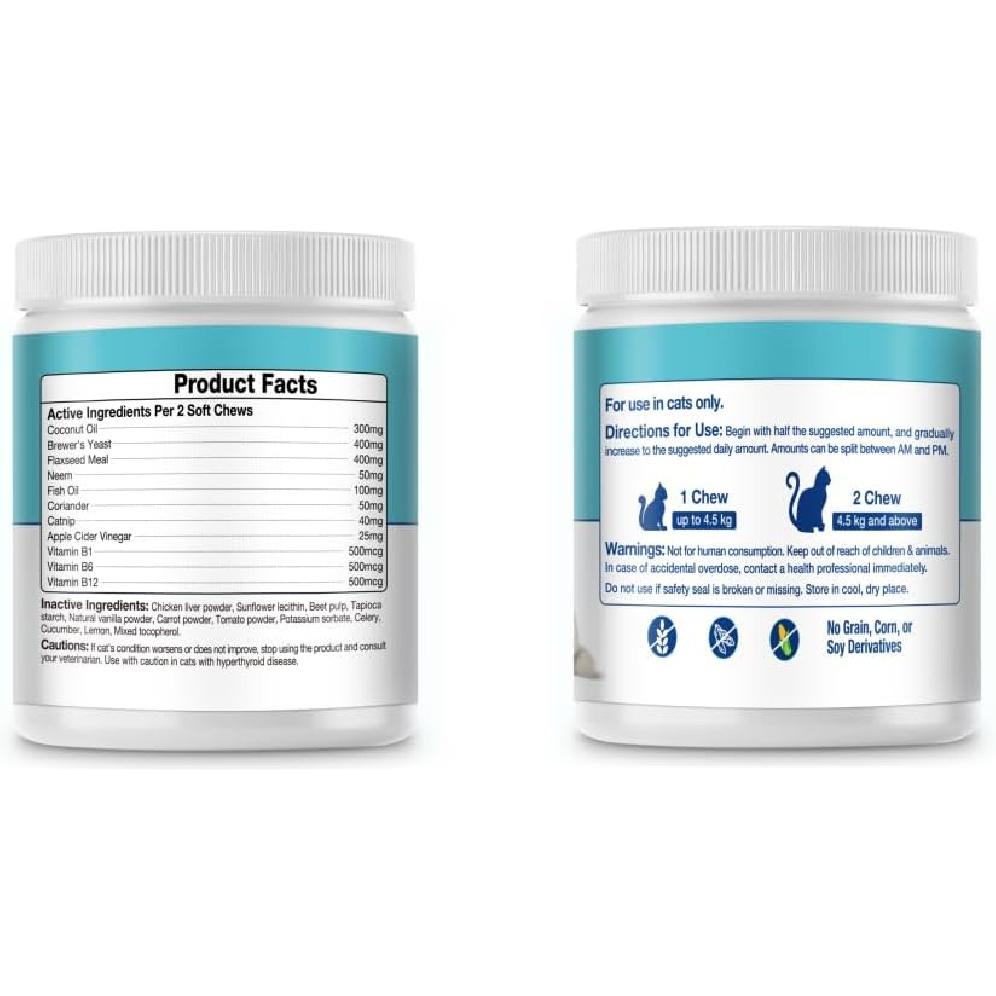 Flea and Tick Prevention for Cats Chewable, Natural Cat Flea Treatment, Oral Kitten Cat Flea & Tick Control, Flea Pills Supplement with Vitamins