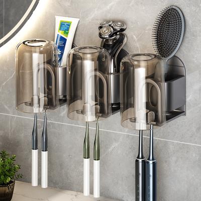 Raumaluminium, stanzfreier Zahnbürstenhalter, Badezimmer-Mundspülbecher, Wandmontage, elektrische Zahnbürste, Zahnpasta-Aufbewahrungsgestell