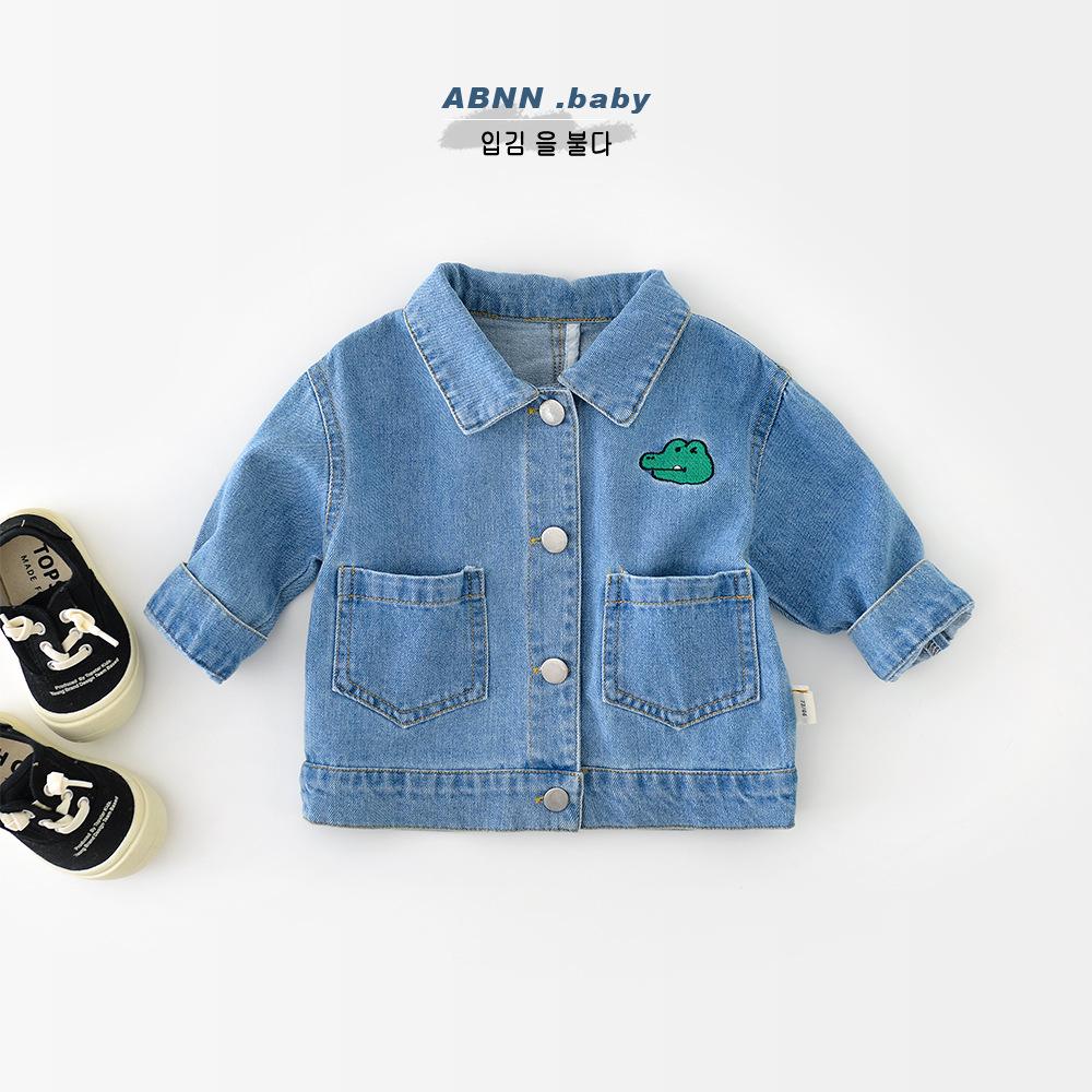 Infant Dinosaur Denim Jacket - Cotton, Ages 0-3, Autumn Wear