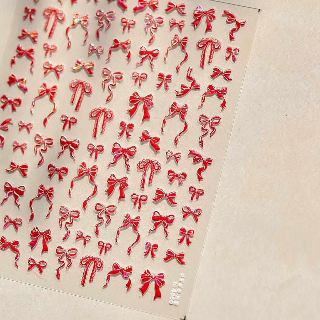 1pcs 5D Fashion Cartoon Mini Bow Nail Art Stickers Red Black White Ribbon Nail Decorations Decals DIY Nail Accessories
