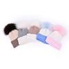 Children's rabbit velvet knitted hat double-match color soft cute outdoor wool hat warm real raccoon fur ball removable