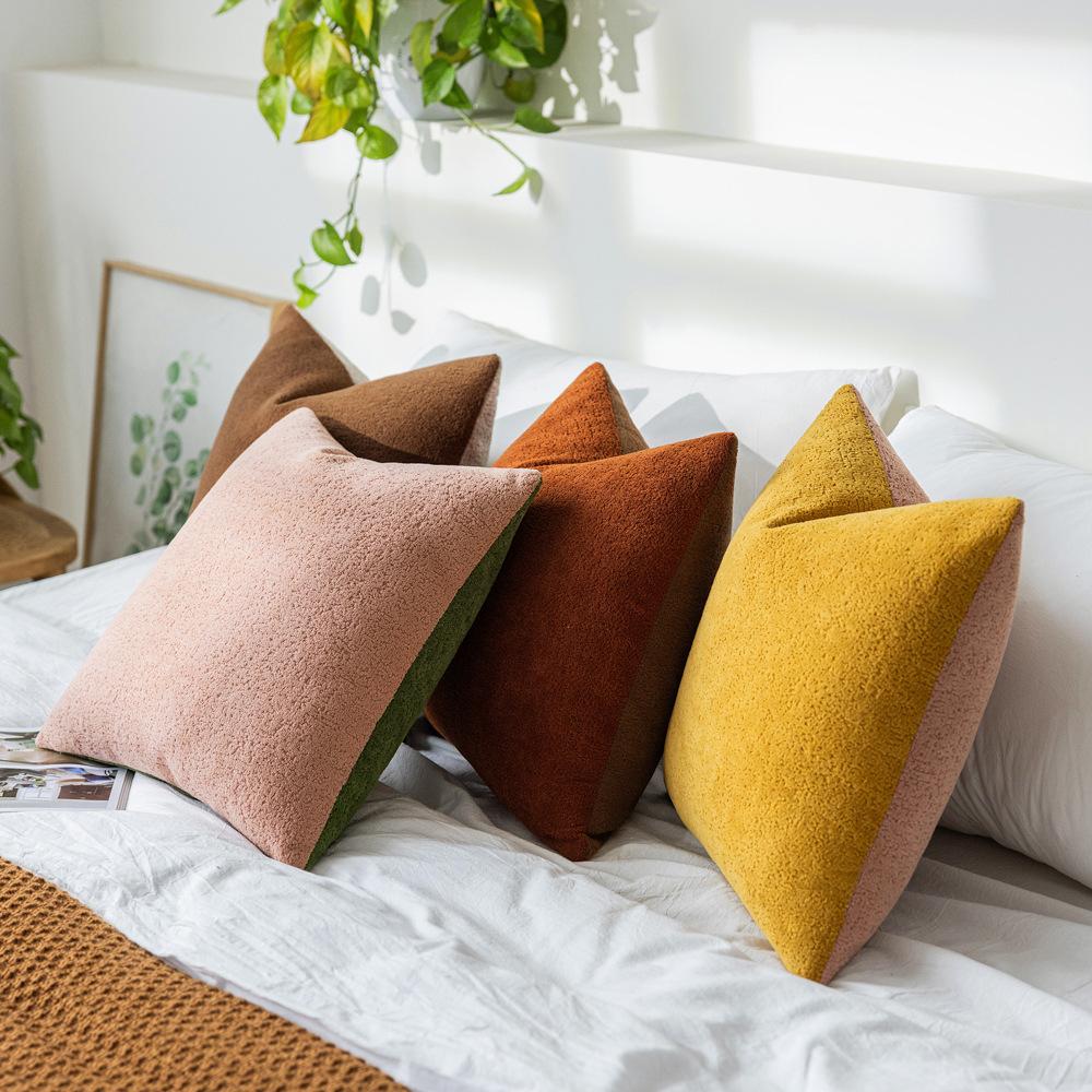 Boho Style Contrast Pillow Living Room Sofa Soft Cloud Velvet Cushion Pillow Model Room Decoration