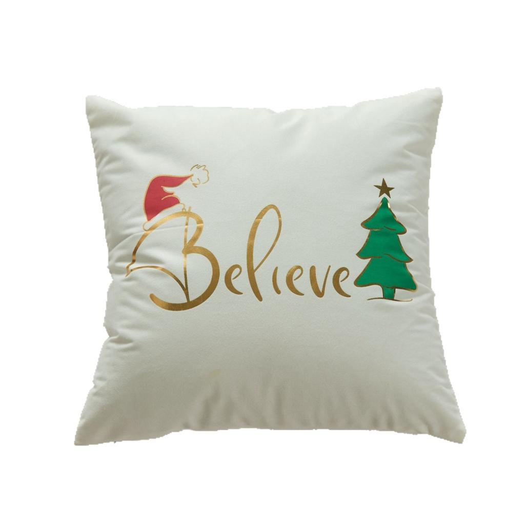 Christmas Atmosphere Bronzing Craftsmanship Festive Feel Pillow Cover Fabric Soft and Comfortable Home Sofa Pillow Bedside Cushion