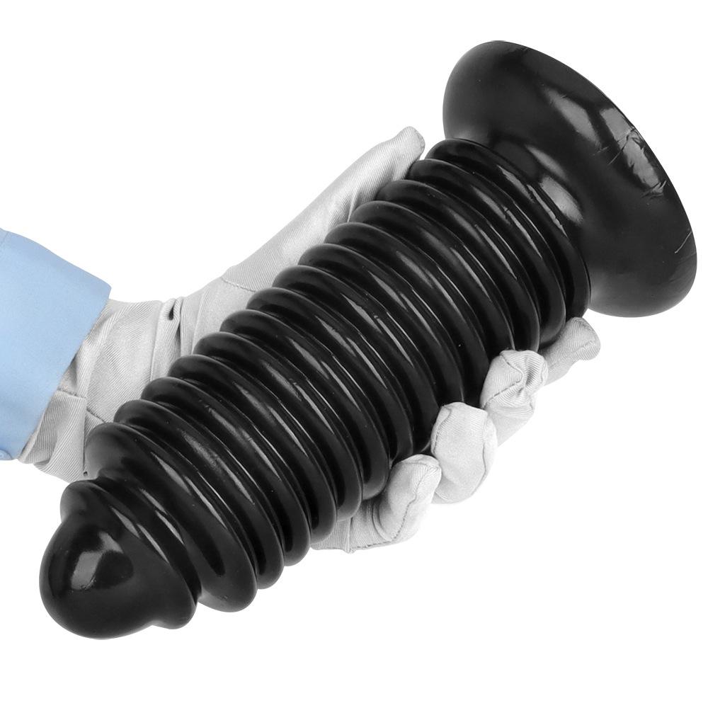 Black PVC Threaded Large Dildo Butt Plug Fisting Sex Toy Strap on Penis Big Dick Realistic Penis BDSM