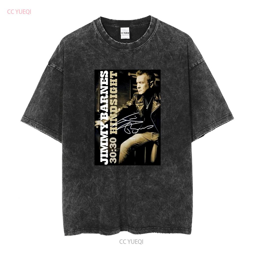 Retro Hindsight JIMMY BARNES T-shirt Svart S 5XL LE371 långa eller korta ärmar vintage Tvättad streetwear designkläder