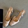 Women's Leather Coarse Heel Sandals Commuting Single Shoes