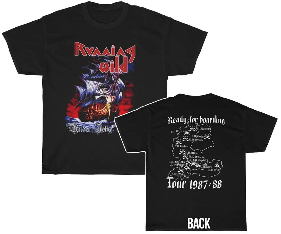 Running Wild Under Jolly Roger 1987 – 88 Tour Shirt Double Sided