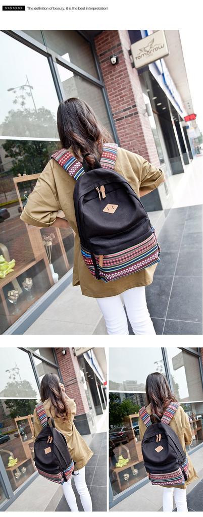 iSmile and Outdoor Perfect for and Casual Black Backpack, Men's Women's, Canvas, Commuting, School, Use,