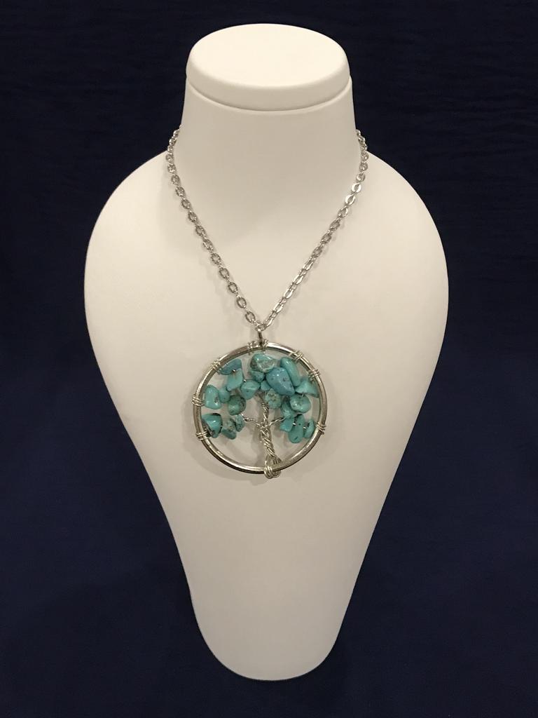 Nacre ,Garnet ,Chakra,Tiger Eye,Stone Coral, Turquoise, Amethyst, Aventurine, Natural Stone Wire Wrapped Tree of Life Natural Stone Necklace