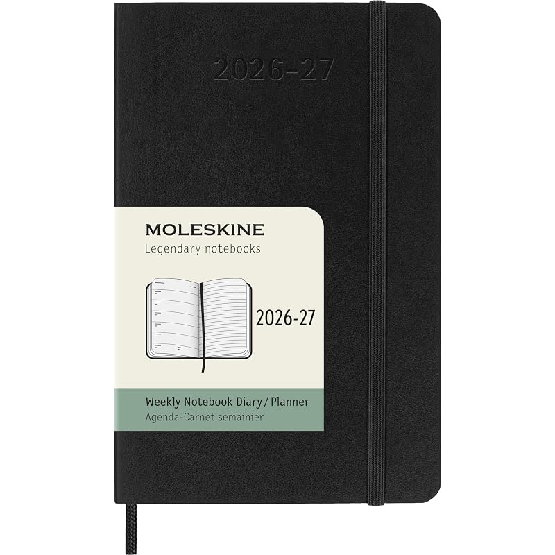 Moleskine 2026 Weekly Diary, July Start, 18 Months, Pocket Size (9cm x 14cm), Soft Cover, Black DSB18WN2Y27