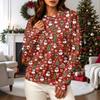 Women's Casual Christmas Print Crewneck Sweatshirt Long Sleeve Top for Holiday Wear