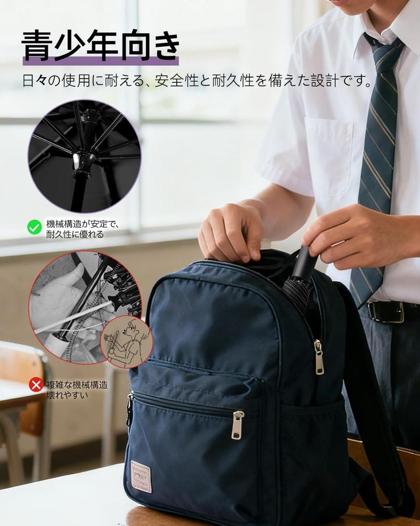 Lilac Folding 8 UV Heavy Rainy Season Perfect for Men and Day Umbrella, Lightweight, Large, Compact, Durable, Light-Shielding, 307g, Ribs, Windproof,