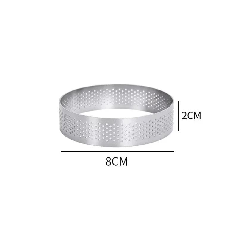 5-10cm Round Stainless Steel Tart Ring Heat-Resistant Perforated Molds DIY Fruit Pie Tartlet Doughnut Mold Kitchen Cake Tools