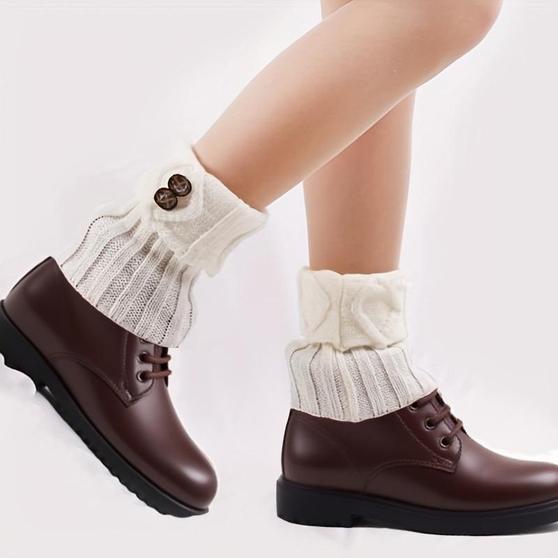 Women's Diamond Pattern Wool Leg Warmers - Cozy Winter Boot Covers