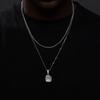 Vnox Stackable Men Necklaces Set, Geometric Square Lapis Lazuli Stone Pendant, Casual Male Boy Collar