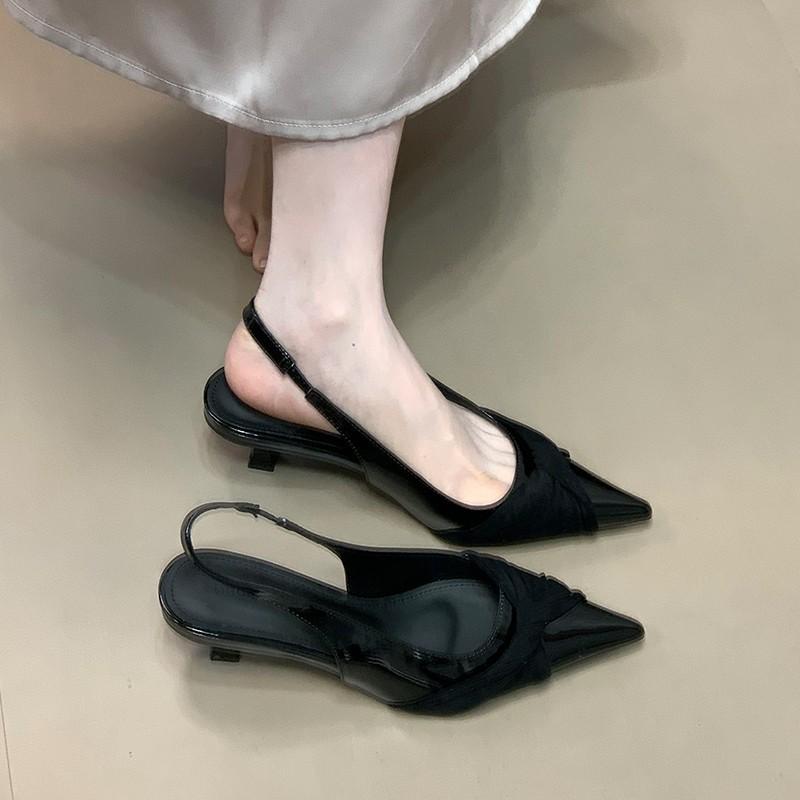High Heels Women's Shoes Elegant Pointed Toe Slender Heel Single Shoes Flip-top Sandals