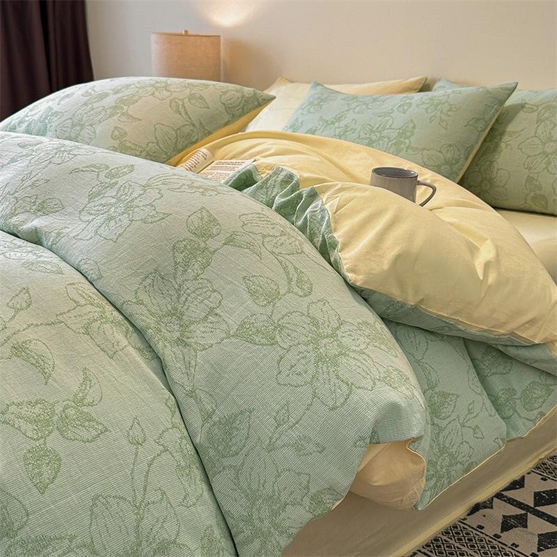 Class A 120 Maternal And Infant Grade Jacquard Pure Cotton 4Pcs Set Xinjiang Cotton Cotton Naked Sleeping Sheet Quilt Cover Mattress Model