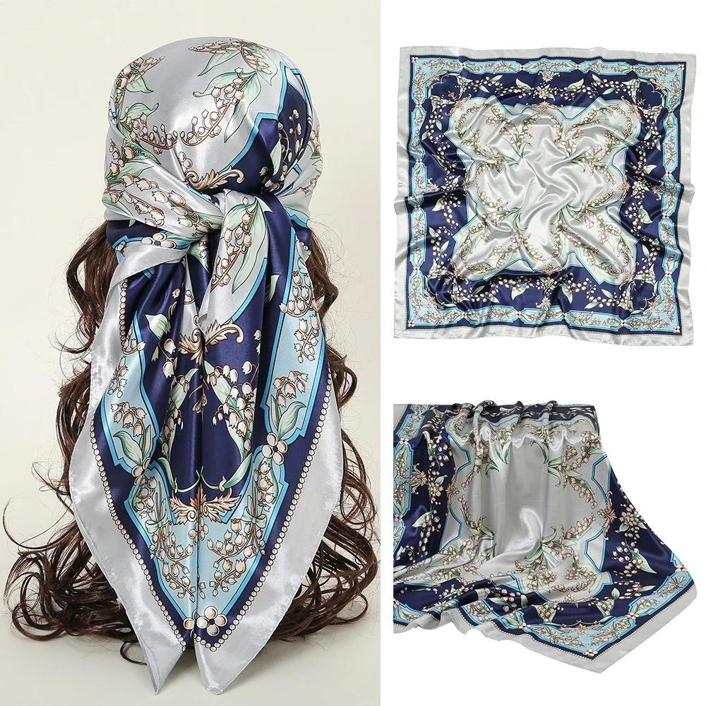 New Leopard Print Snake Skin Pattern Silk Scarf Women's Decorative Large Square Silk Scarf Simulation Silk Versatile Neck Scarf