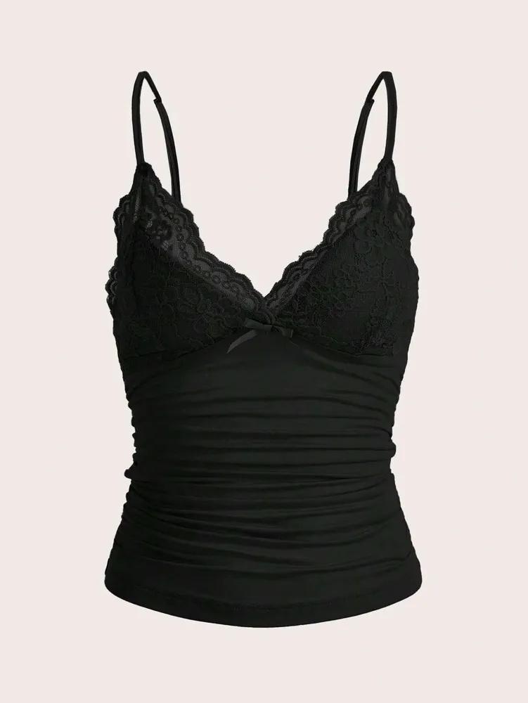 

Кроп-топ phumee Мереживна майка на бретелях Без рукавів Відкрита спина A1812 M чорний