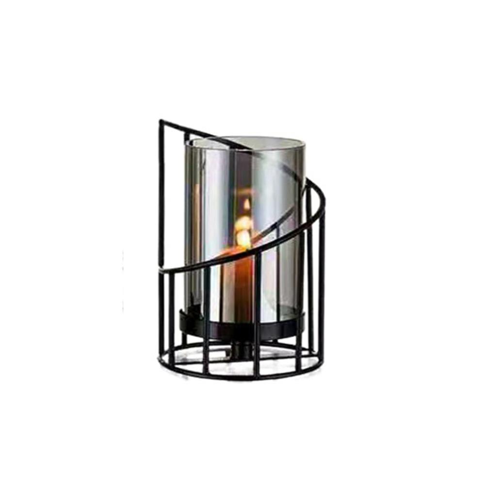 

Non-slip Metal Glass Candle Holder Detachable European Candle Stand Dining Table Black S