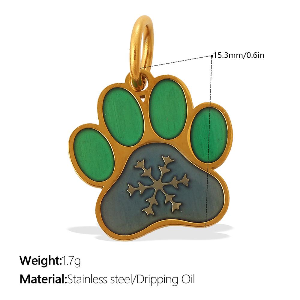  2Pcs Cartoon DIY Stainless Steel Drip Dog Paw Print Pendant Handmade Accessory Jewelry Gold Plated Charm Wholesale