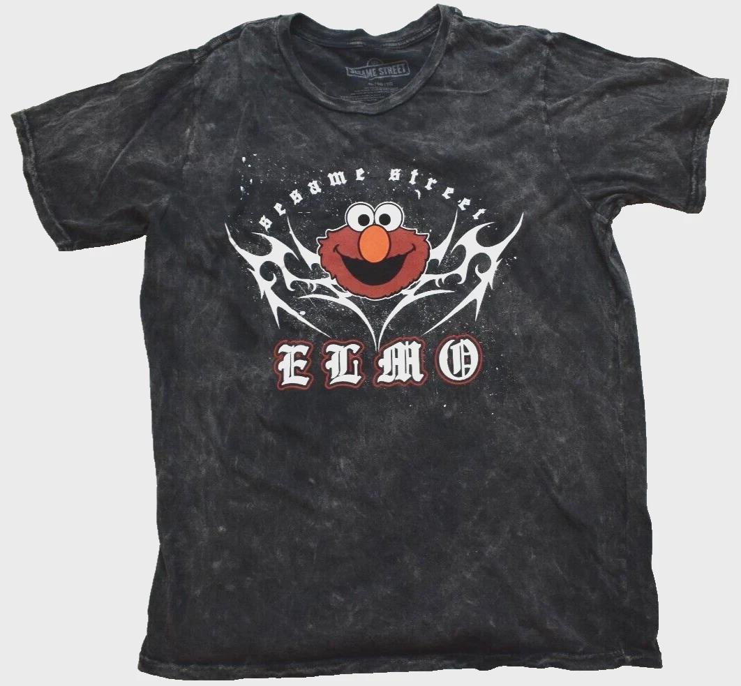 

Sesame Street Juniors Boyfriend Fit Elmo Black Wash Metal Shirt New 3XL 3XL