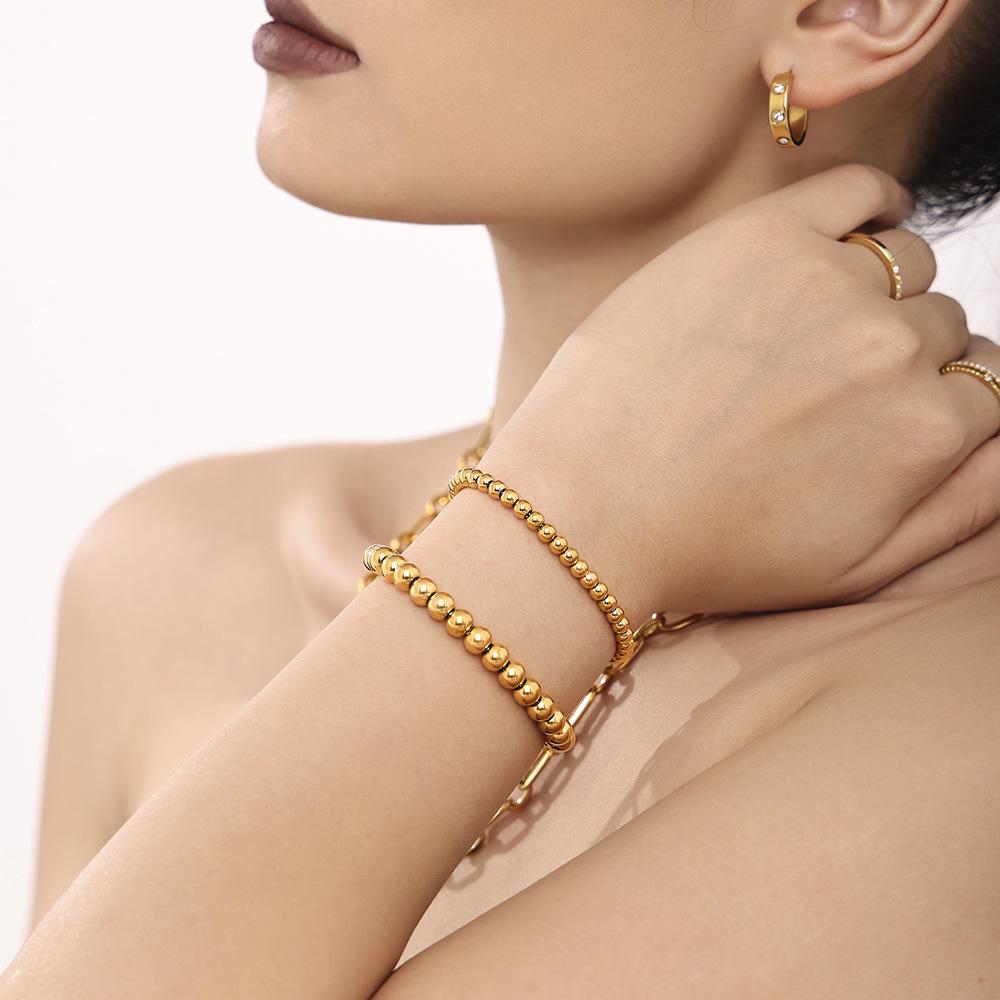 Qiong Yao Luxurious 4mm Stainless Steel Bead Bracelet for Women – Versatile and Elegant Design