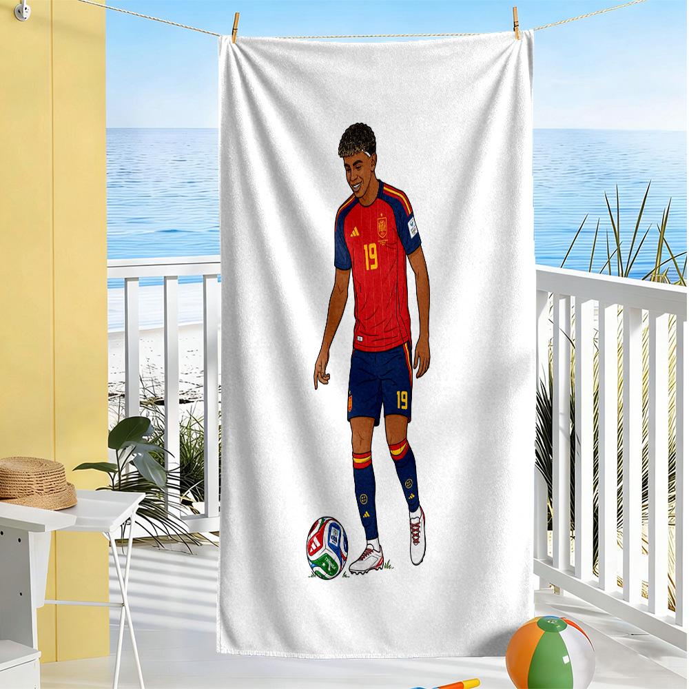 Lamine Yamal Spain Soccer Player Beach Towel Super Soft Microfiber Quickdry Fabric Comfortable Lightweight
