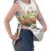Women Shoulder Surgery Shirt Sleeveless Floral Print Top with Snap Buttons and Adjustable Cuff Design Postoperative Recovery Garment