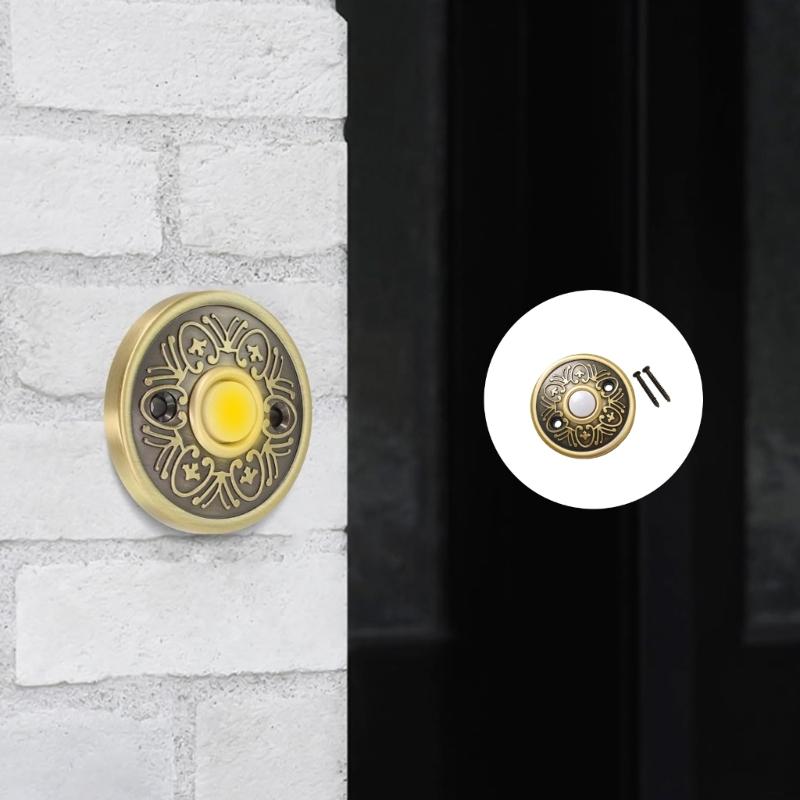 Retro Style Illuminates Doorbell Button Strong Metal Construction Easy Installation Suitable for Houses Apartments