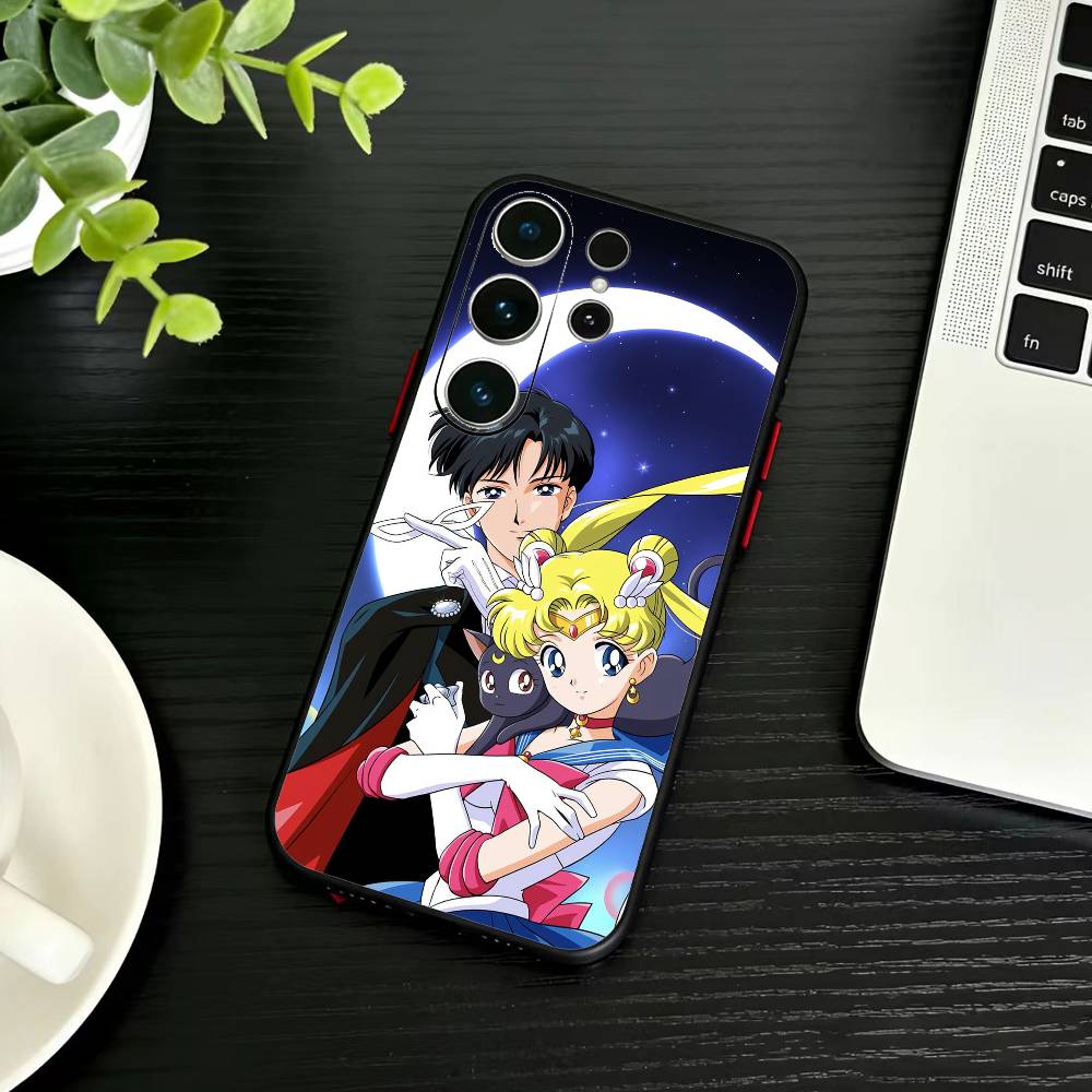 Cartoon G-Sailor M-Moons Phone Case For Samsung S26,S25,S24,S23,S22,S21,S20,S30,Ultra,Plus,Fe,Note,5G Black Cover