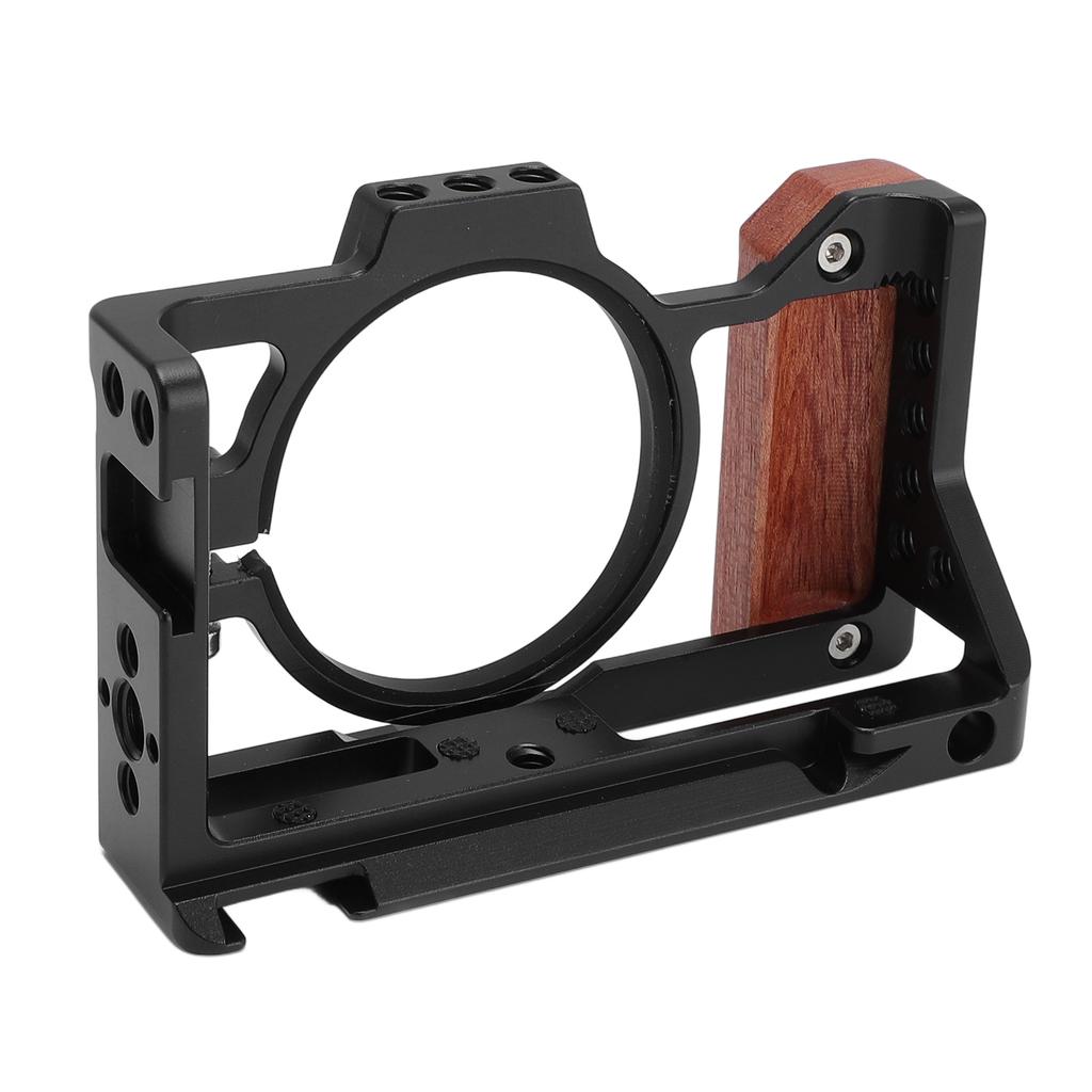 Camera Cage with Wood Handle 38in 14in Screw Cold Shoe Mount Aluminum Alloy Metal Protective