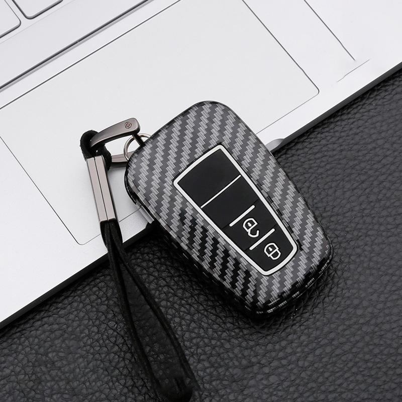 Carbon Fiber Auto Key Fob Case Cover Fit For Toyota C-Hr Chr Rav4 Rav 4 Corolla Camry Avalon Land Cruiser Prado Prius