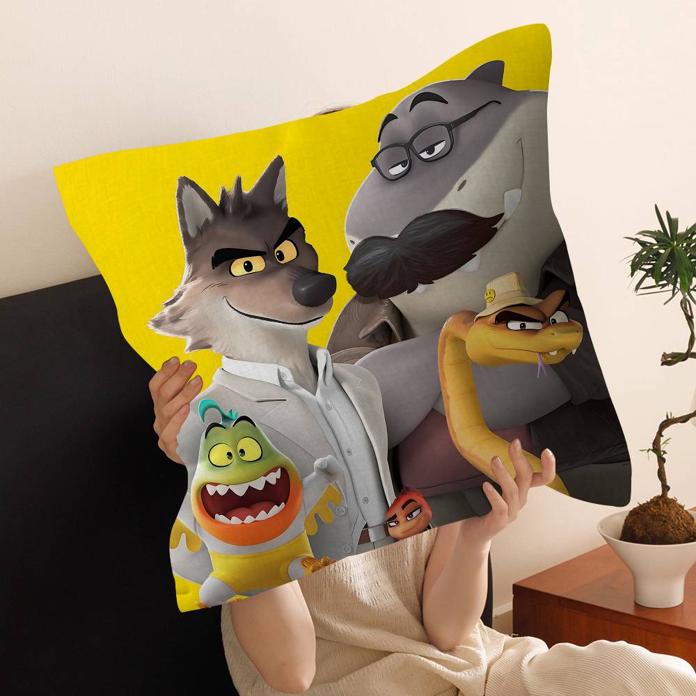 Die Gang 2 Kissenbezüge Cartoon Sofa Dekorativ Zuhause Zweiseitiger Druck Kurzer Plüsch Niedlicher Kissenbezug