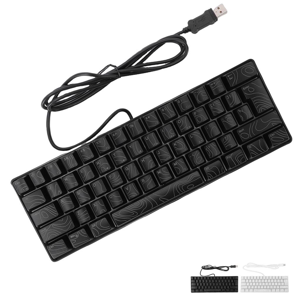 Wired Keyboard Ergonomic Design RGB Gaming Keyboard 61 Keys 60% PC Mechanical Keyboard RGB Backlit USB Interface Type