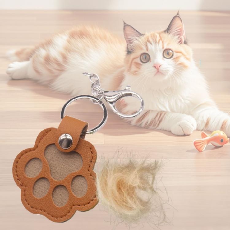 PU Leather Pet Hair Memorial Keychain Space Saving Hair Preservation Multifunctional Designs Portable Accessory